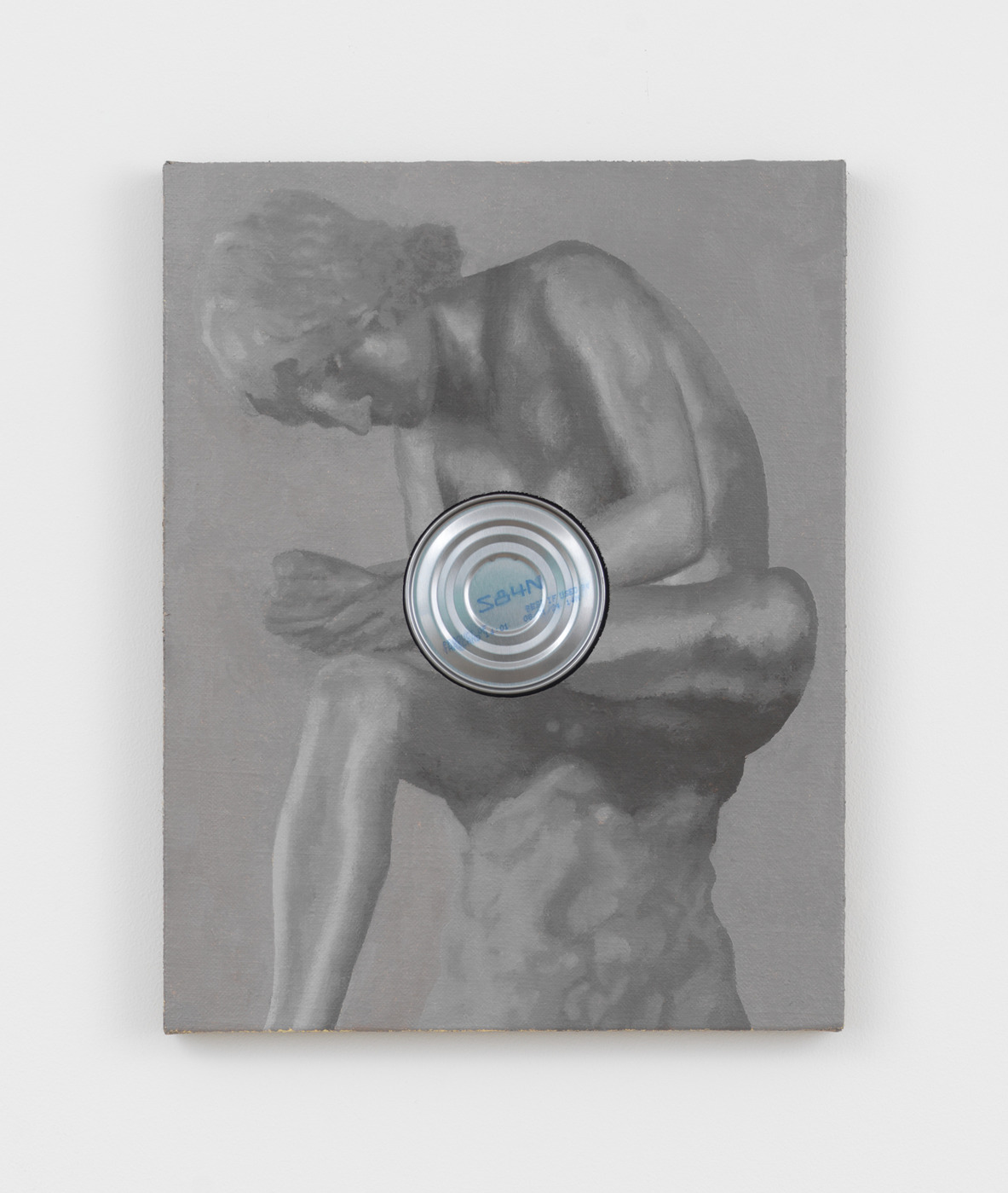 Oil on panel with aluminum can, 2024